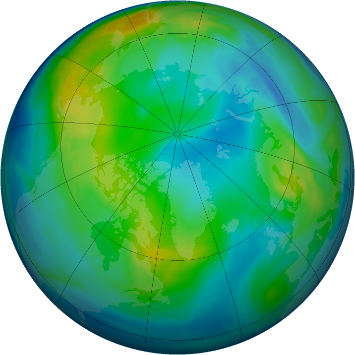 Arctic ozone map for 20 November 2005